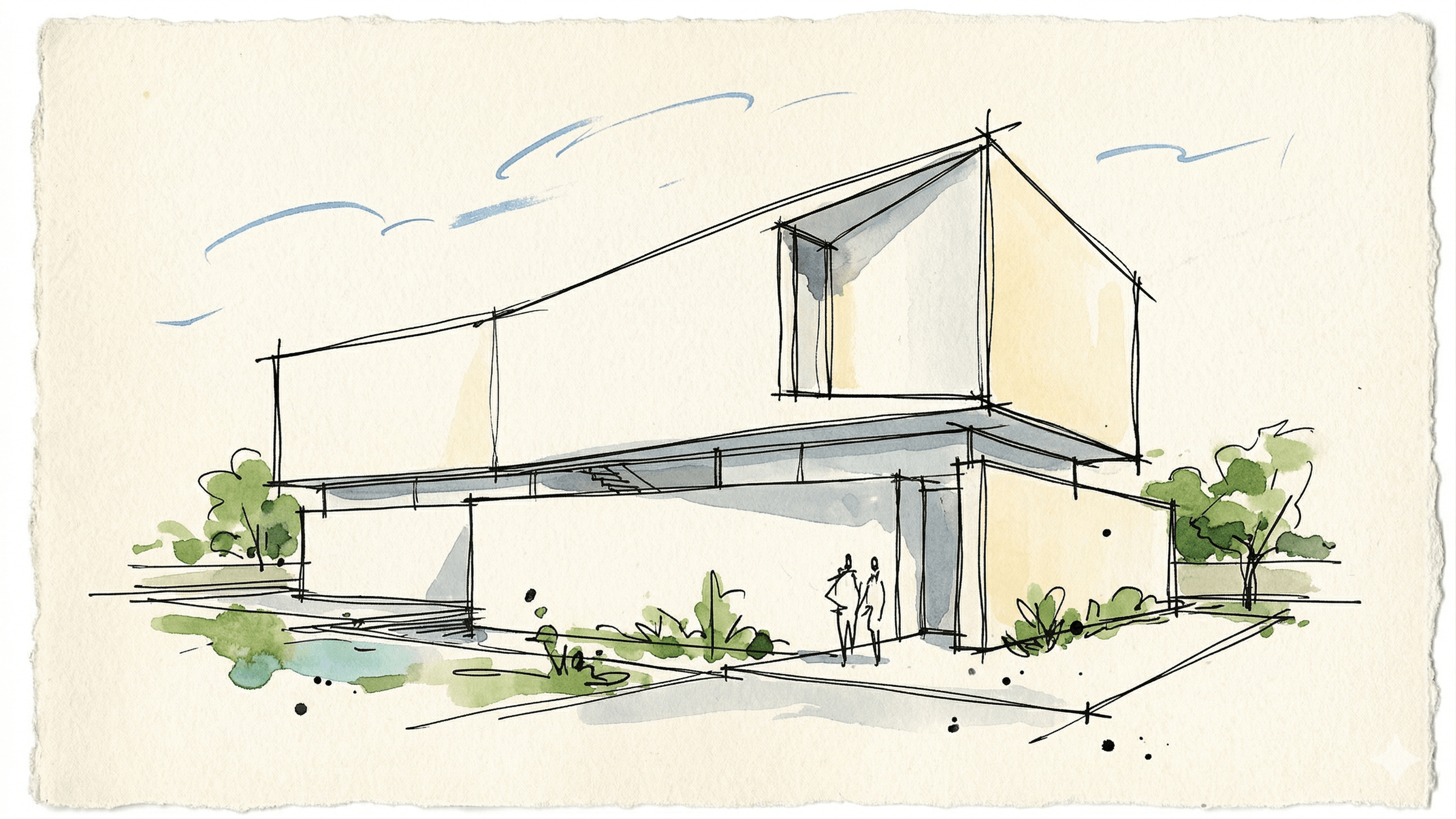 Architect's sketch, building elevation
